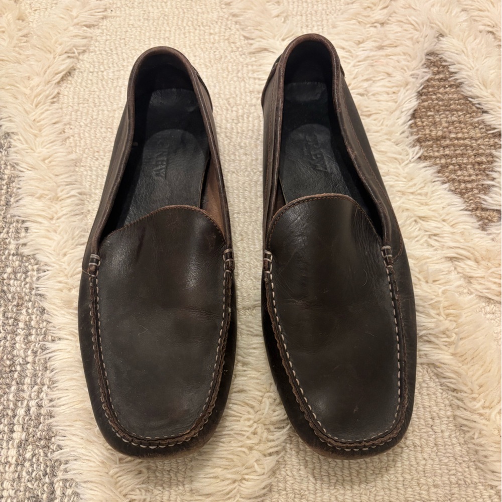 J. Crew Brown Leather Loafers Elegant Slip-Ons